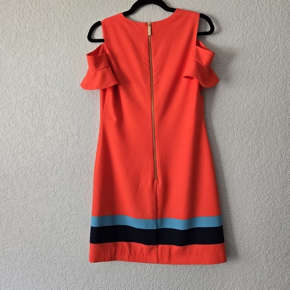 Ted Baker 4 Leea Cold Shoulder Tropical Dress Orange - Picture 4 of 7